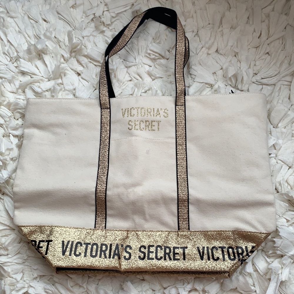 Cream & Glitter Victoria Secret Bag